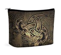 Neceser portátil con nudo celta pagano, mitología nórdica vikinga, bolsa de almacenamiento multifunción, bolsa de maquillaje de PU, organizador de papelería con cremallera para la oficina de reuniones