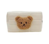 Neceser portátil de algodón reutilizable con diseño de oso para bebé, White, Talla única