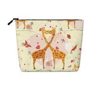 Neceser portátil de cáñamo falso con diseño de jirafa, corazón, flor, mariposa, bolsa de maquillaje grande, resistente al agua, bolsa de aseo de viaje