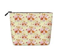 Neceser portátil de cáñamo falso con diseño de jirafa, corazón, flor, mariposa, bolsa de maquillaje grande, resistente al agua, bolsa de aseo de viaje