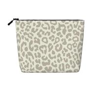Neceser portátil de cáñamo falso, con patrón de leopardo, color marrón, bolsa de maquillaje resistente al agua, bolsa de aseo de viaje