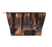 Neceser portátil de gran capacidad, con cremallera, impermeable, organizador de maquillaje, para mujeres y hombres, Naturaleza animales salvajes ciervos, Talla única, Organizador de bolsas