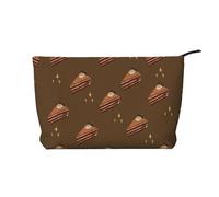 Neceser portátil de gran capacidad con diseño de bandera de Jamaica, bolsa de cosméticos de pana con cremallera, bolsa de viaje, Pastel cuadrado de chocolate, Talla única