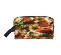Neceser portátil de gran capacidad con estampado 3D de pizza y pepperoni, bolsa de aseo diario para viajes
