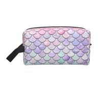 Neceser portátil de gran capacidad con estampado de sirena, rosa pastel, morado, aguamarina, bolsa de aseo diario para viajes