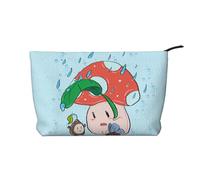 Neceser portátil de gran capacidad con patrón de pan con mantequilla, bolsa de cosméticos de pana con cremallera, bolsa de viaje, Semillas de girasol y hongos, Talla única