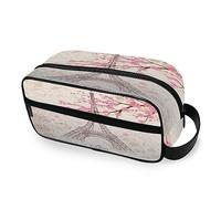 Neceser portátil de la Torre Eiffel de París Cherry Bloosom Bolsa de lavado de viaje multifunción Bolsa de cosméticos Bolsa de maquillaje Bolsa de almacenamiento para mujeres, hombres, niños y niñas,