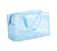 Neceser portátil de neceser de maquillaje para mujeres, gran capacidad de baño, bolsa de almacenamiento engrosada, floral, transparente, bolsa de organización, estuche doble caro (azul, One Size)