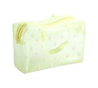 Neceser portátil de neceser de maquillaje para mujeres, gran capacidad de baño, bolsa de almacenamiento engrosada, floral, transparente, bolsa de organización, estuche doble caro (Yellow, One Size)