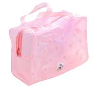 Neceser portátil de neceser de maquillaje para mujeres, gran capacidad de baño, bolsa de almacenamiento engrosada, floral, transparente, bolsa de organización, estuche doble caro (Pink, One Size)