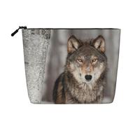Neceser portátil de viaje con estampado de lobo salvaje, para uso diario
