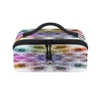 Neceser portátil de viaje con plumas de pavo real, diseño de mandala, bolsa impermeable abierta y plana, organizador de viaje para mujeres y hombres