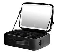 Neceser portátil - gran organizador de cosméticos, almacenamiento de iluminación de espejo, de maquillaje de viaje, maletín de vacaciones, bolso de mano, equipaje para baño, hotel, avión