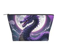 Neceser portátil para cosméticos, bolsa de aseo de gran capacidad con cremallera, impermeable, organizador de maquillaje, para mujeres y hombres, Dragón morado y luna morada, Talla única, Organizador