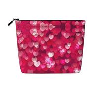Neceser portátil para el día de San Valentín, diseño de corazón de amor, cáñamo falso, bolsa de maquillaje grande, resistente al agua, bolsa de aseo de viaje