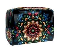 Neceser psicodélico de henna mandala para mujer, neceser de viaje, bolsa grande de PVC, organizador con cremallera, multicolor, 18.5x7.5x13cm/7.3x3x5.1in, Neceser