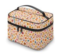 Neceser rectangular impermeable con estampado floral, organizador grande de artículos de aseo de viaje con cremallera para mujeres y hombres, Plantas con flores H, Estampado de cebra