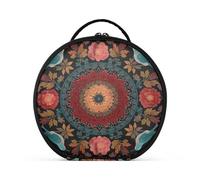 Neceser redondo para cosméticos de viaje, organizador de maquillaje, portátil, brochas de maquillaje, artículos de tocador, joyas, accesorios, pájaro, mandala, Mandala de pájaro, Talla única, Estuche
