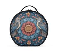 Neceser redondo para cosméticos de viaje, organizador de maquillaje, portátil, brochas de maquillaje, artículos de tocador, accesorios de joyería, mandala de pájaro azul, Mandala de pájaro azul, Talla