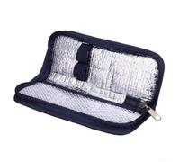 Neceser Refrigerado Insulina Viaje Gel Frío 20cm(Navy) | Forro aluminio aislante, mantiene temperatura, apertura para fácil, portátil, 20x7x3cm