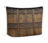 Neceser rústico de Madera Estilo Granja, de Piel sintética, para Mujer. Estuche de Maquillaje portátil de Viaje con Cremallera. Bonito Neceser. Regalo Ideal para niñas, Mujeres y mamás.