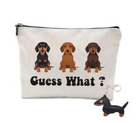 Neceser Set con llavero, bolsa de maquillaje de perro salchicha, bolsa de aseo para mujer, bolsa de cosméticos impermeable, bolsa de maquillaje para amantes de los perros salchicha, diario organizador
