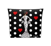 Neceser Sevilla Flamenca “María Blanco” - diseño a Doble Cara - Fondo Negro con Lunares Blancos - 25x26 cm - Impermeable - Bolso de Aseo Mujer o Viaje