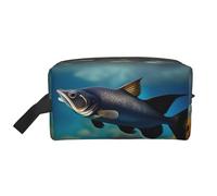 Neceser subacuático con estampado de bagre para hombre, bolsa de aseo de viaje, bolsa de cosméticos de gran capacidad para mujeres, White, Talla única