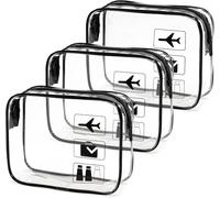 Neceser transparente aprobado para aeropuerto, 20 x 15 x 6 cm, bolsa de viaje transparente con cremallera a prueba de fugas, bolsa de cosméticos gruesa para hombre y mujer, utensilios de viaje, Diseño