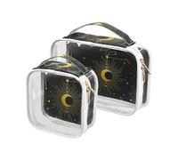 Neceser transparente con diseño de bruja de alquimia lunar, paquete de 2 bolsas de maquillaje transparentes con cremallera, bolsas de viaje transparentes para artículos de tocador, bolsas de