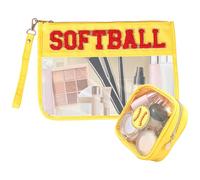 Neceser transparente de PVC para mujer, transparente, impermeable, equipaje de mano, para playa, pequeño neceser de maquillaje para mujeres y niñas en viajes, amarillo, 2pcs, 1