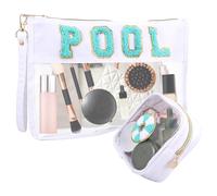 Neceser transparente de PVC para mujer, transparente, impermeable, equipaje de mano, para playa, pequeño neceser de maquillaje para mujeres y niñas en viajes, verde, 2pcs, 1