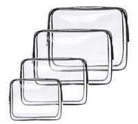 Neceser transparente (paquete de 4), bolsa de viaje impermeable, neceser transparente con cremallera, estuche de viaje para cosméticos