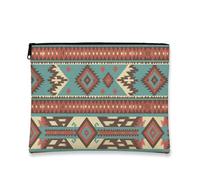 Neceser tribal con patrones geométricos, bolsa de viaje vintage para mujer, organizador portátil de lona con cremallera, bolsa de aseo para festivales, Varios colores, 7x9 Inch, Bolsa