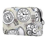Neceser vintage para mujer con placa de esfera y reloj, bolsa organizadora grande con cremallera, multicolor, 18.5x7.5x13cm/7.3x3x5.1in, Neceser