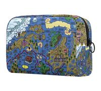 Neceser vintage para mujer, diseño de mapa del tesoro náutico, pirata, grande, bolsa organizadora con cremallera, multicolor, 18.5x7.5x13cm/7.3x3x5.1in, Neceser