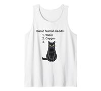 Necesidades humanas básicas Gracioso Gato Negro Camiseta sin Mangas