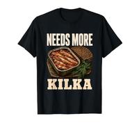 Necesita más espadines de Pescado enlatado Kilka Humor culinario Camiseta gráfica económica, Hombre, Negro, XL