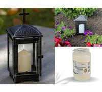 NECESITAS Farol para cementerio de, lámpara para cementerio, decoración para tumba, incluye vela, NO.1
