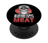 Necesito más Carne Humorístico Carnívoro Cocinar Juegos de Palabras PopSockets PopGrip Adhesivo