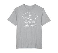 Necesito Más Vino - Vino Español, Vinómetro, Wine Lover Mom Camiseta, Hombre Tallas Grandes, Gris Jaspeado, 5X Alto