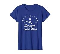 Necesito Más Vino - Vino Español, Vinómetro, Wine Lover Mom Camiseta, Mujer, Azul Real, L