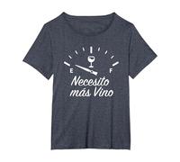 Necesito Más Vino - Vino Español, Vinómetro, Wine Lover Mom Camiseta, Mujer Tallas Grandes, Azul Jaspeado, 5XL Grande