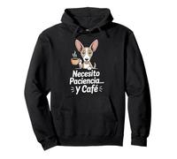 Necesito Paciencia y Café Perro Podenco Frase Divertida Sudadera con Capucha