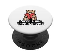 Necesito UN Abrazo DE UN Baddie Pixel Teddy Bear Broken Heart PopSockets PopGrip Adhesivo