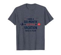 Necesito Unas Vacaciones de Seis Meses Dos Veces al año Cita Divertida de Viaje Camiseta, Hombre, Azul Jaspeado, 3XL