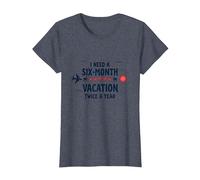 Necesito Unas Vacaciones de Seis Meses Dos Veces al año Cita Divertida de Viaje Camiseta, Mujer, Azul Jaspeado, 3XL