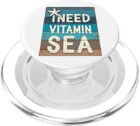 Necesito Vitamina Mar Divertido Playa Océano Vacaciones Dicho PopSockets PopGrip para MagSafe