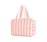 Necessaire de viaje neceser a rayas plegable con 4 compartimentos y gancho, Blanco y rosa., riferimento alla descrizione, Consulte la descripción