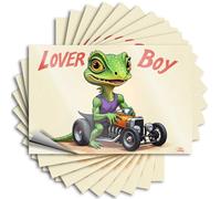 Necessities Cute Tattoos - Lagarto verde en la parte superior del tanque de conducción naranja Hot Rod coche calcomanía extraíble agua fácil de despegar para jugadores (8 x 12 cm)